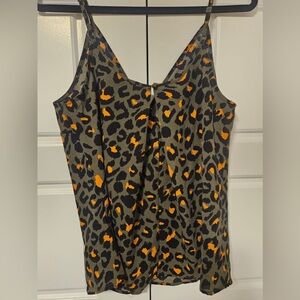NWT Kismet Army Green and Orange cheetah print tank, Size large